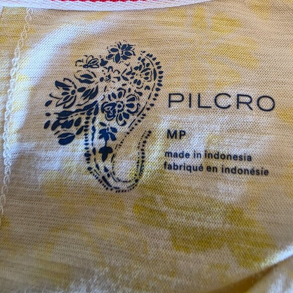 Anthropologie Pilcro Yellow White Abstract V-Neck Lightweight Boho Top Tee Sz MP - Picture 8 of 8